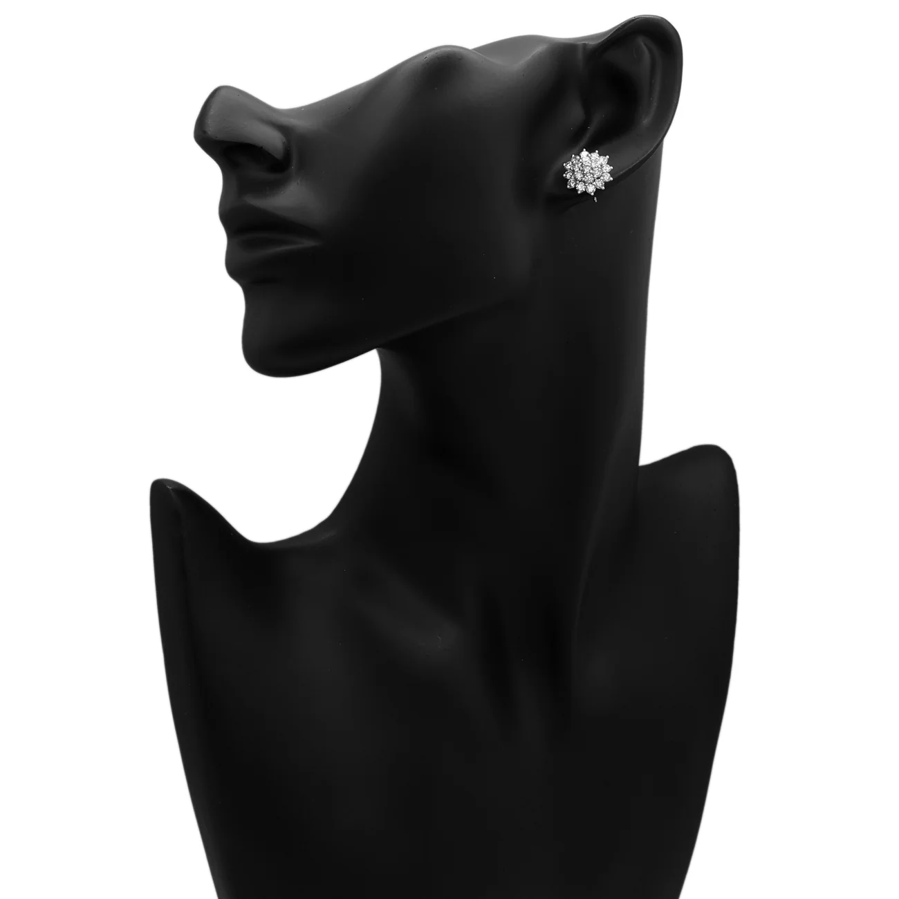 18K White Gold 2.24 Carat Cluster Diamond Earrings - Image 3