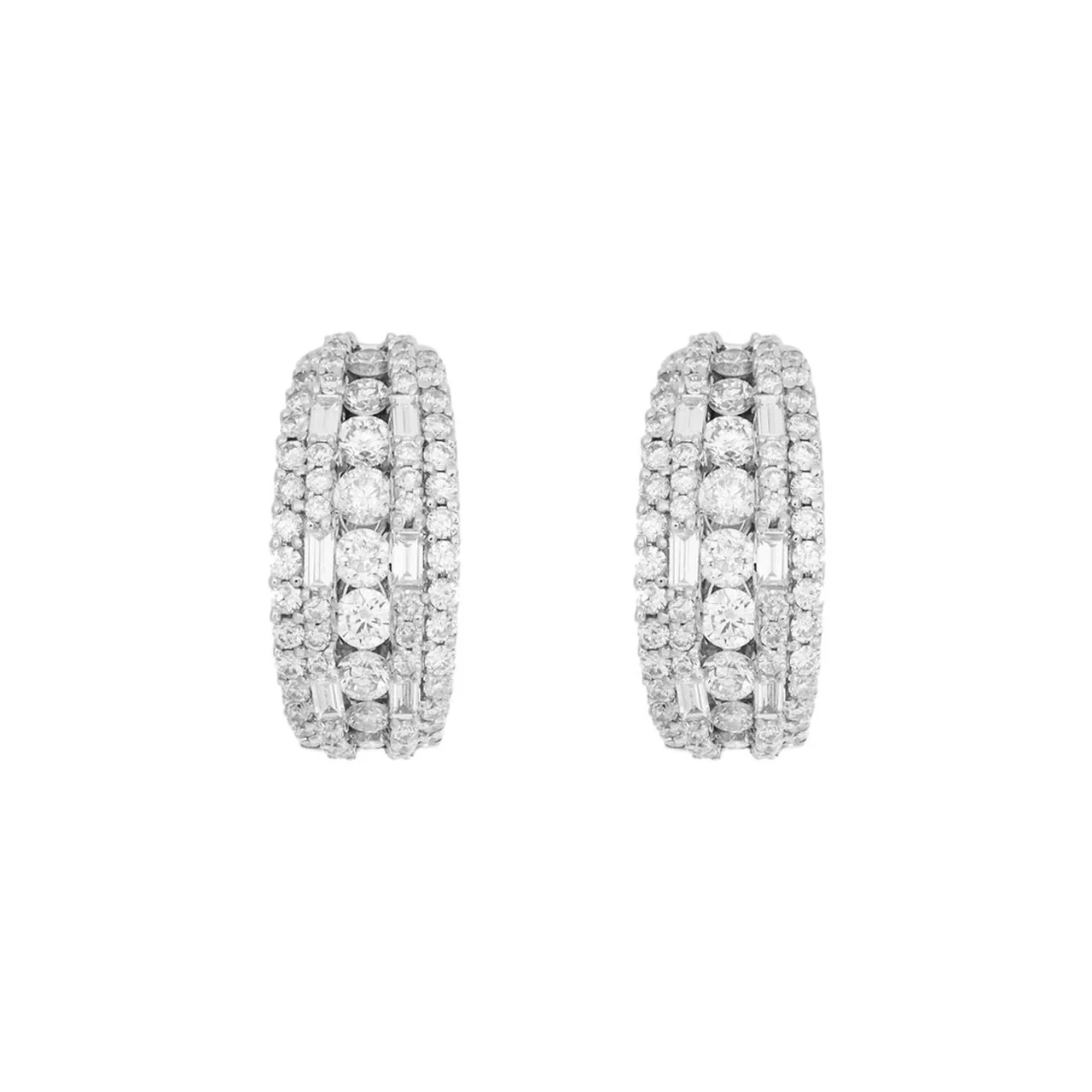 18K White Gold 2.28 Carat Diamond Hoop Earrings