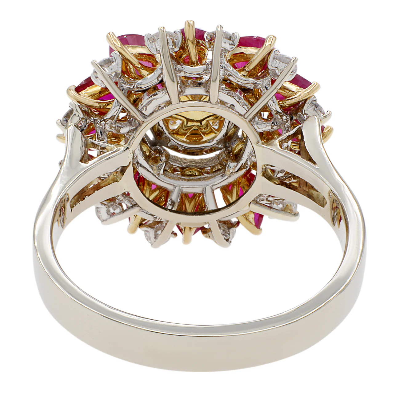 18K White Gold 2.52 Carat Ruby Diamond Blossom Ring - Image 3