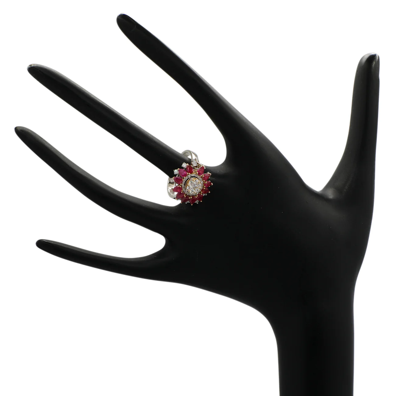 18K White Gold 2.52 Carat Ruby Diamond Blossom Ring - Image 4