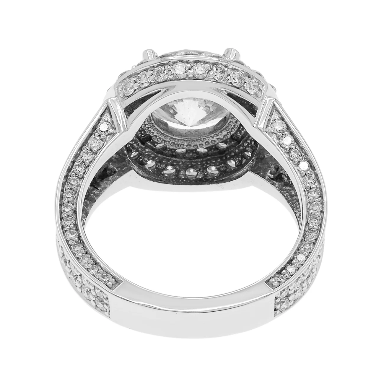 18K White Gold 2.82 Carat Diamond Double Halo Ring - Image 3