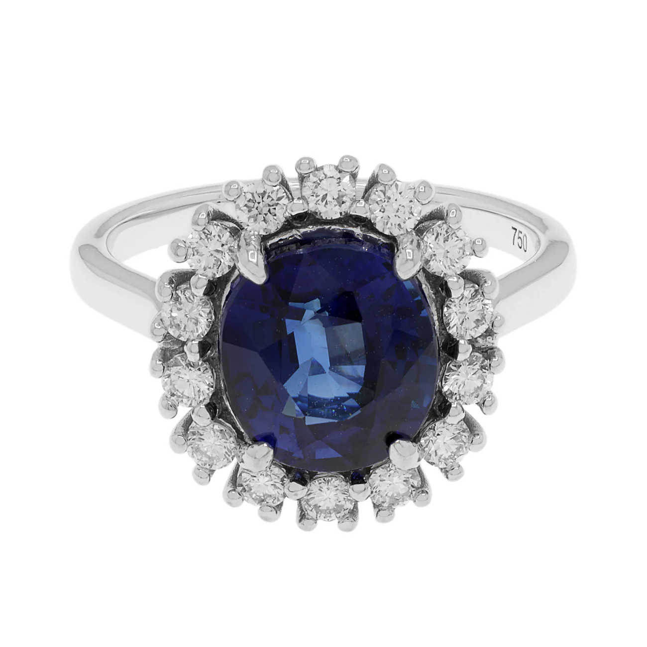 18K White Gold 2.97 Carat Sapphire Ring