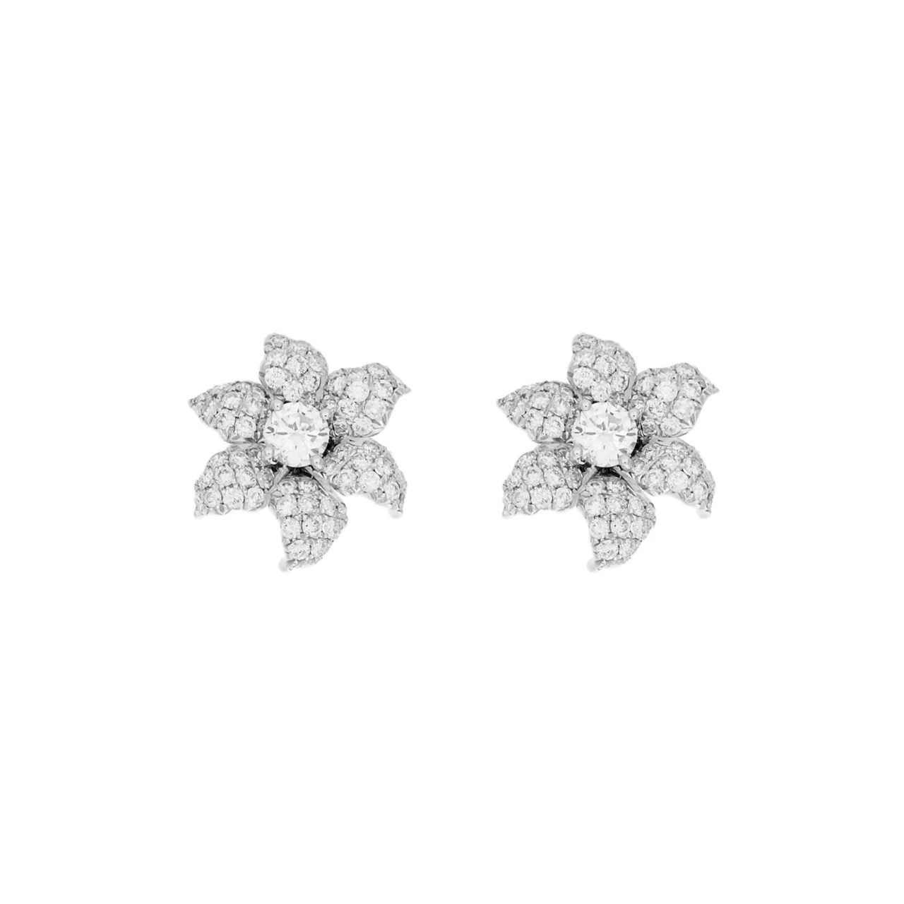 18K White Gold 2.98 Carat Diamond Blossom Earrings