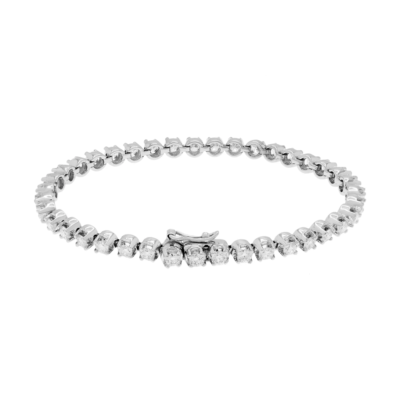 18K White Gold 3.02 Carat Diamond Tennis Bracelet - Image 2
