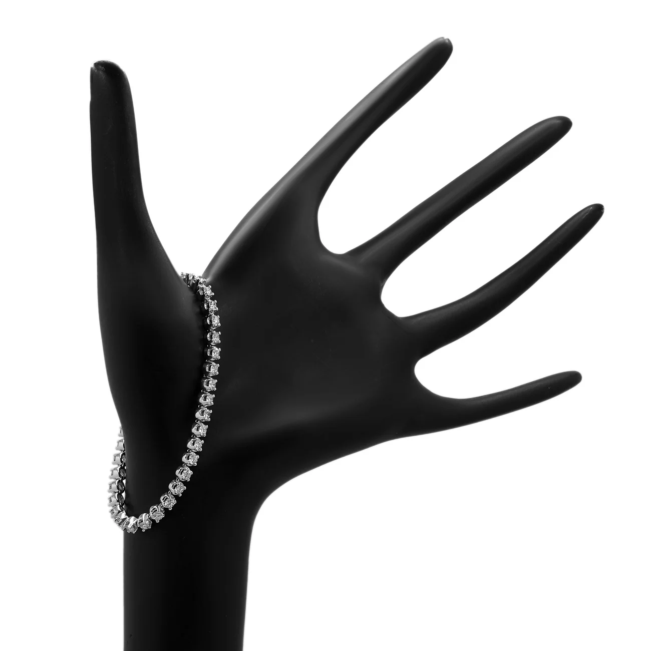 18K White Gold 3.02 Carat Diamond Tennis Bracelet - Image 3