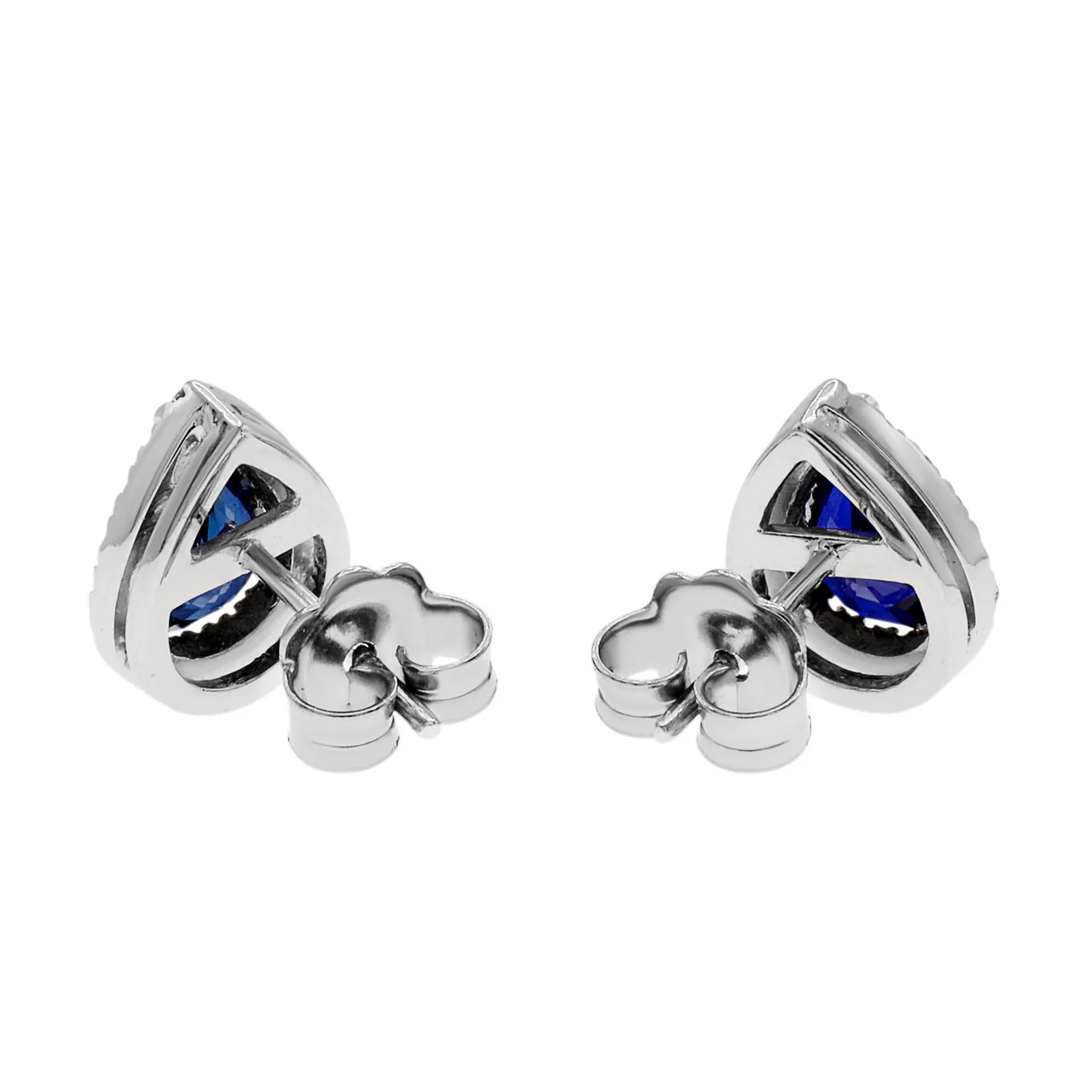 18K White Gold 3.08 Carat Sapphire Diamond Earrings - Image 2