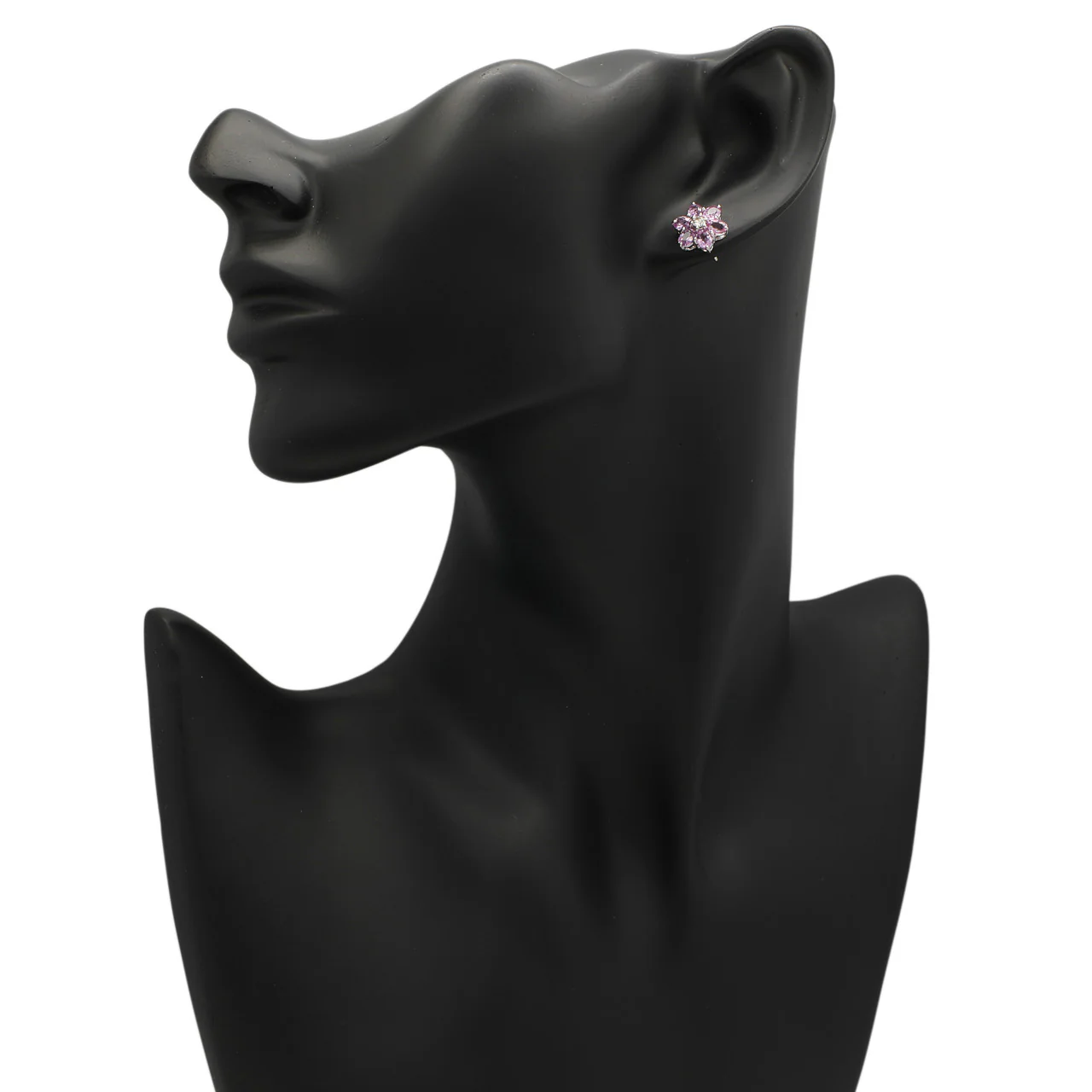 18K White Gold 3.12 Carat Pink Sapphire Diamond Earrings - Image 2