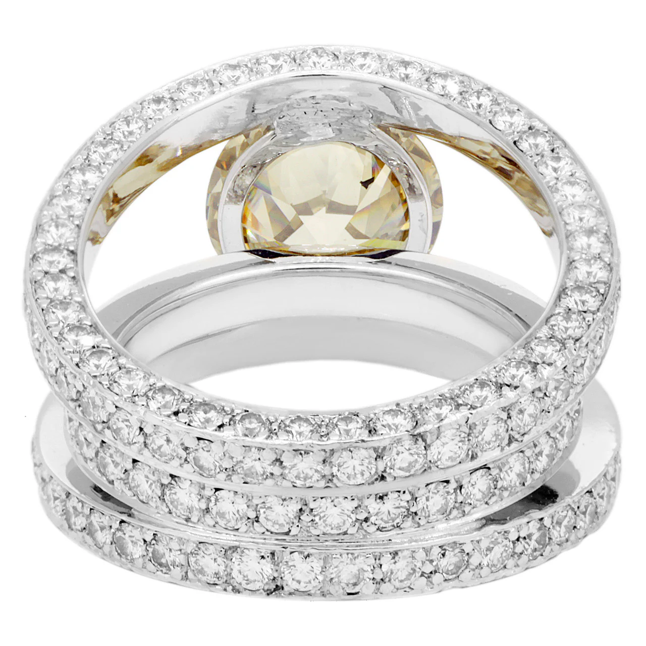 18K White Gold 3.14 Carat Fancy Yellow/Brown Diamond Ring - Image 2