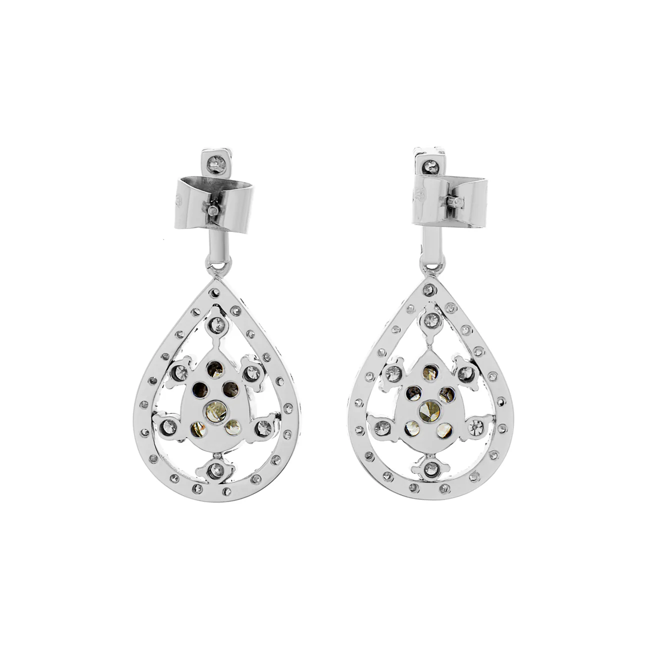 18K White Gold 3.48 Carat Pear Drop Earrings - Image 2