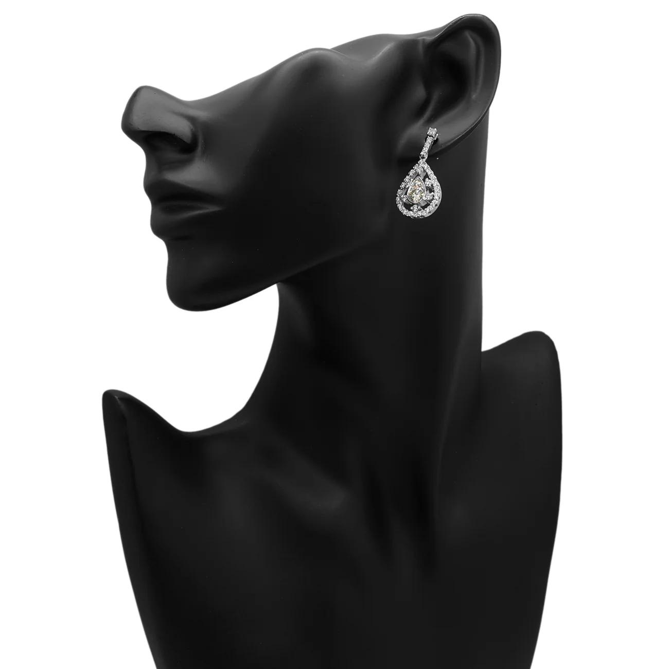 18K White Gold 3.48 Carat Pear Drop Earrings - Image 3