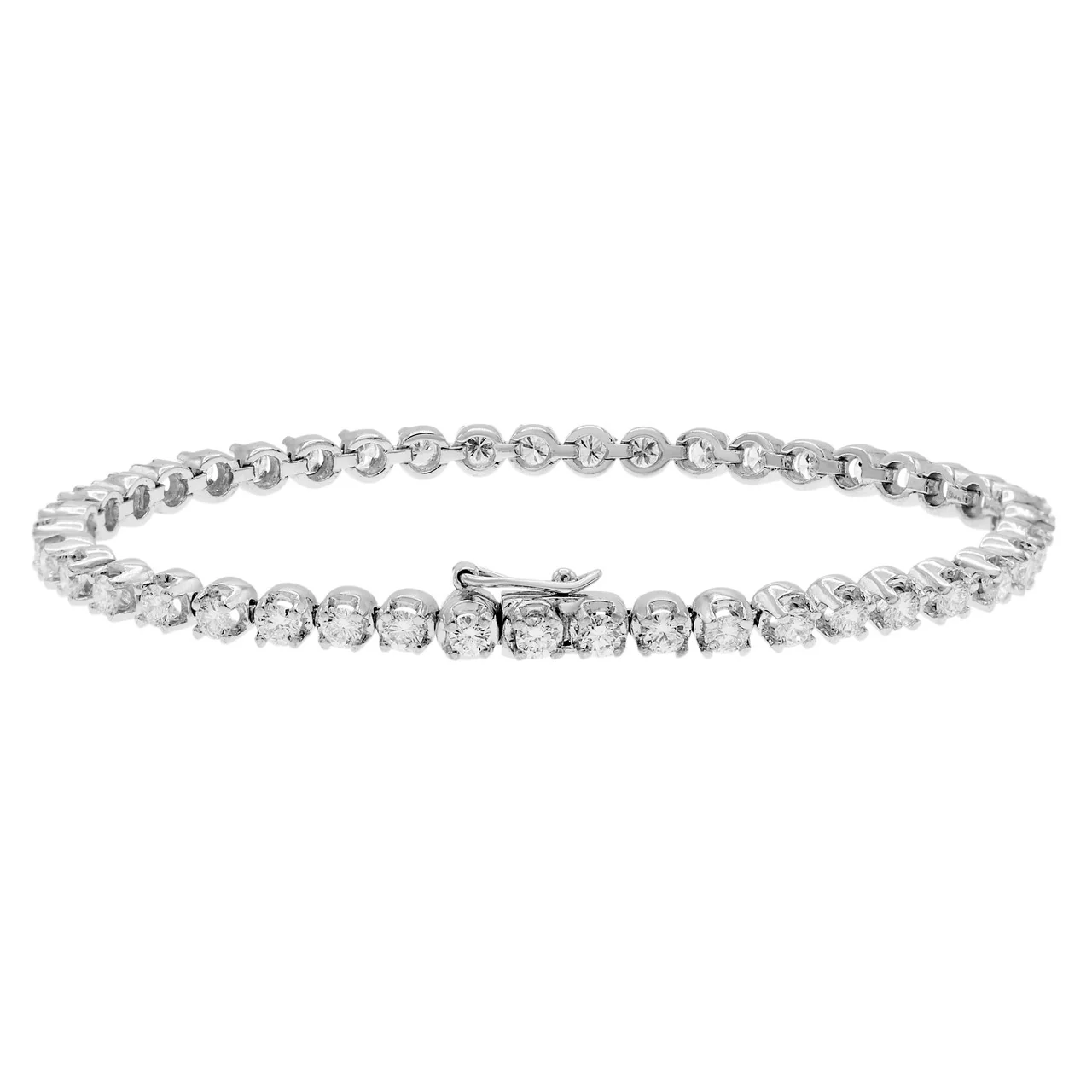 18K White Gold 3.50 Carat Diamond Tennis Bracelet - Image 3