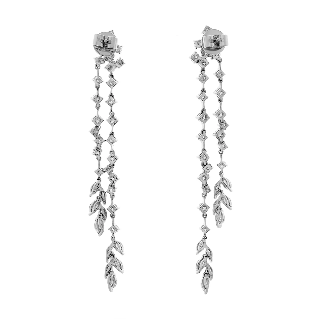 18K White Gold 3.88 Carat Riviere Diamond Earrings - Image 2
