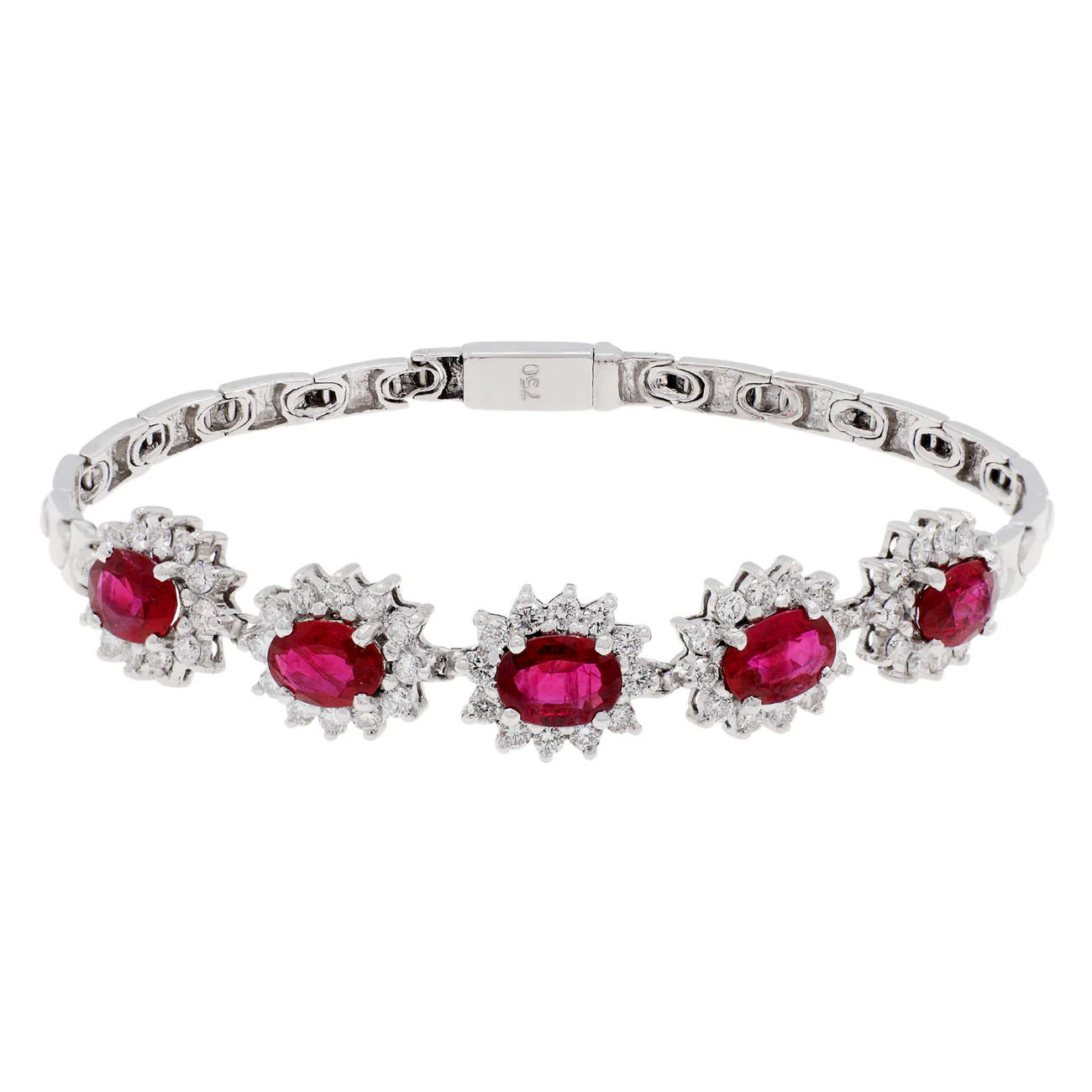18K White Gold 4.05 Carat Ruby Bracelet