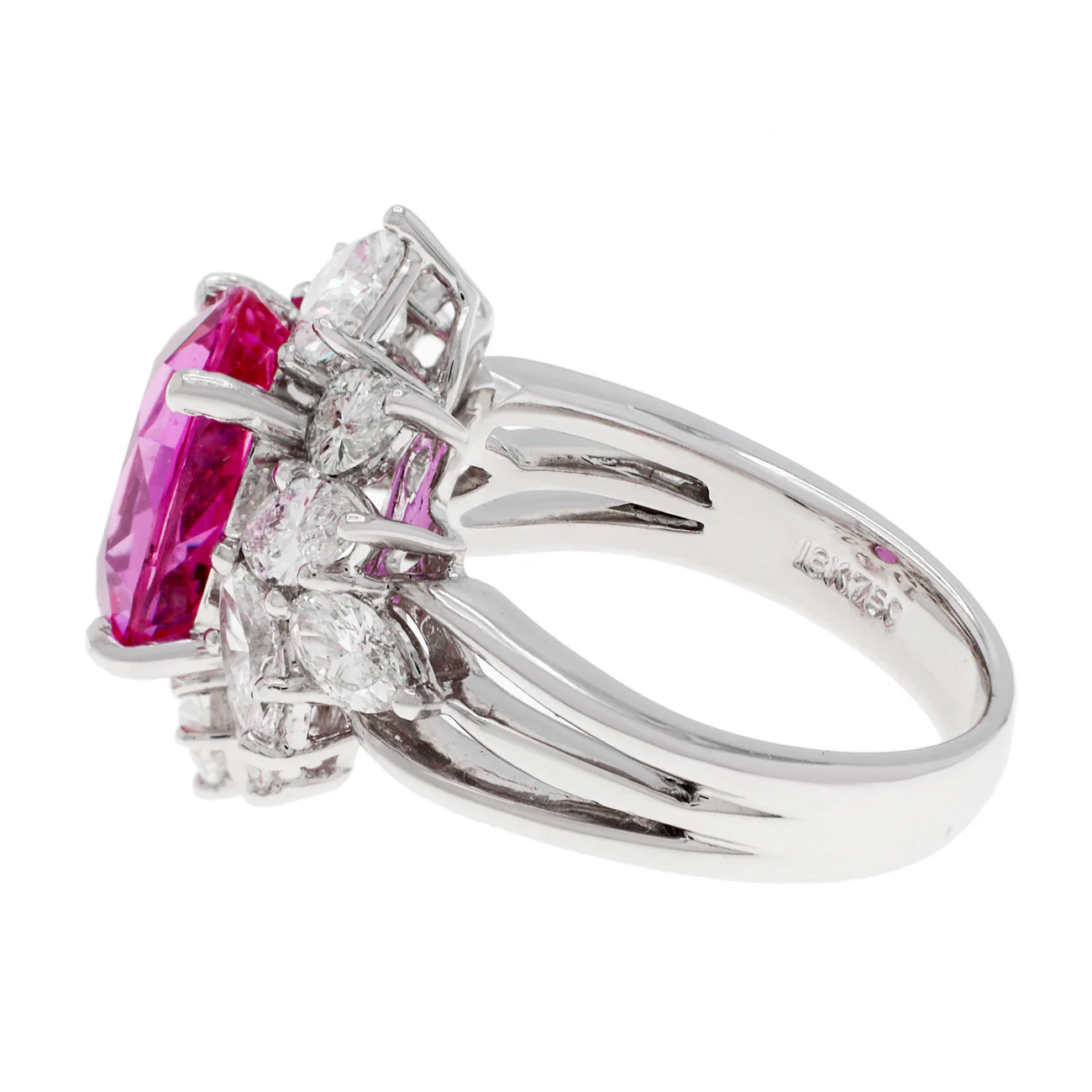 18K White Gold 4.12 Carat Pink Sapphire Ring - Image 2