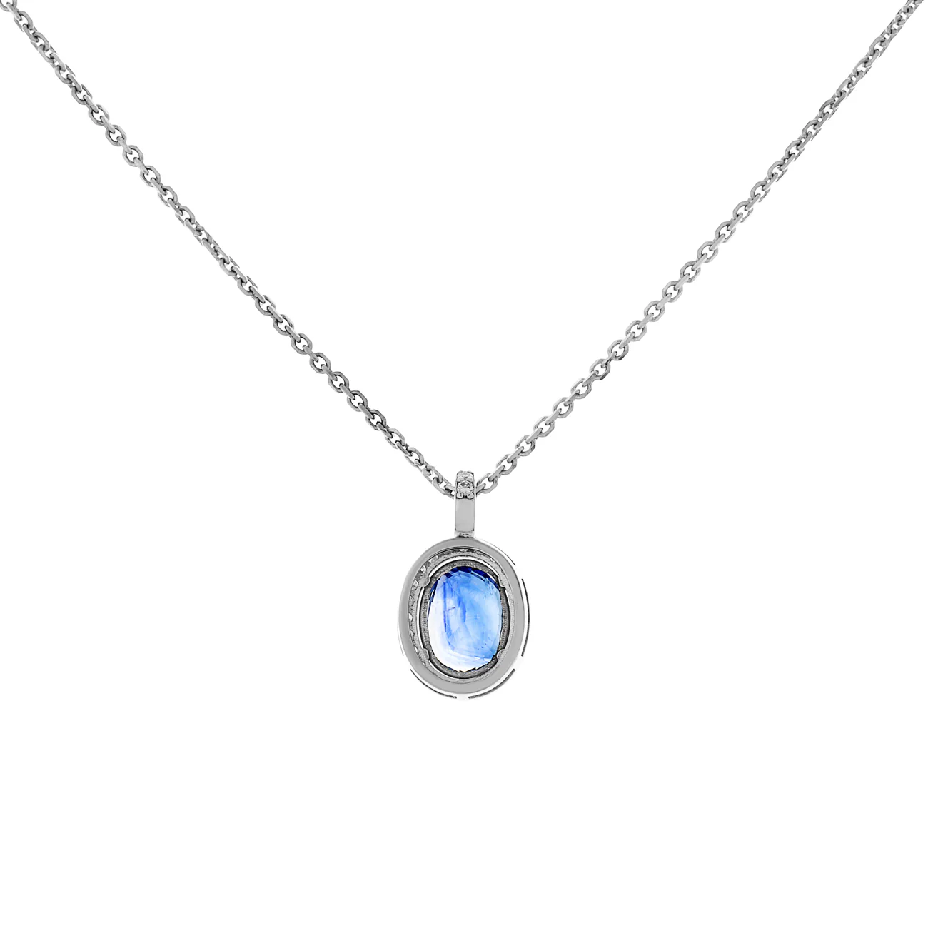 18K White Gold 5.08 Carat Sapphire Diamond Pendant - Image 2