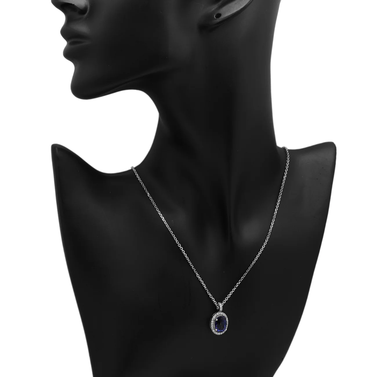18K White Gold 5.08 Carat Sapphire Diamond Pendant - Image 3