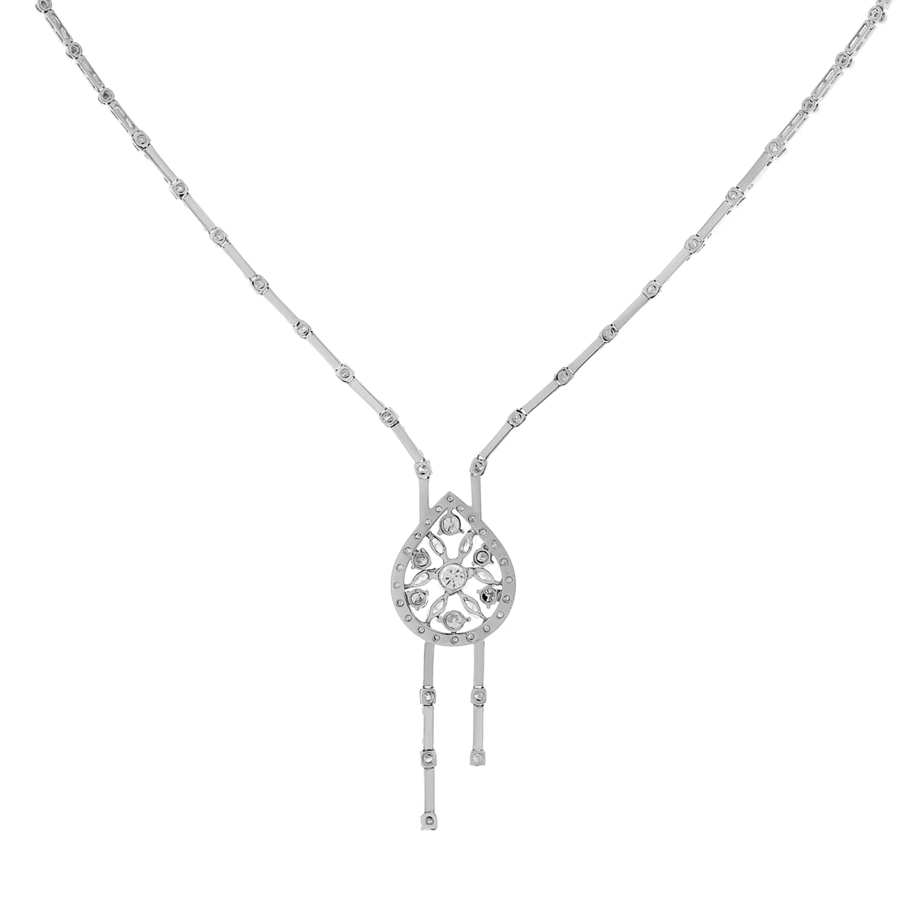 18K White Gold 6.82 Carat Diamond Lariat Necklace - Image 2