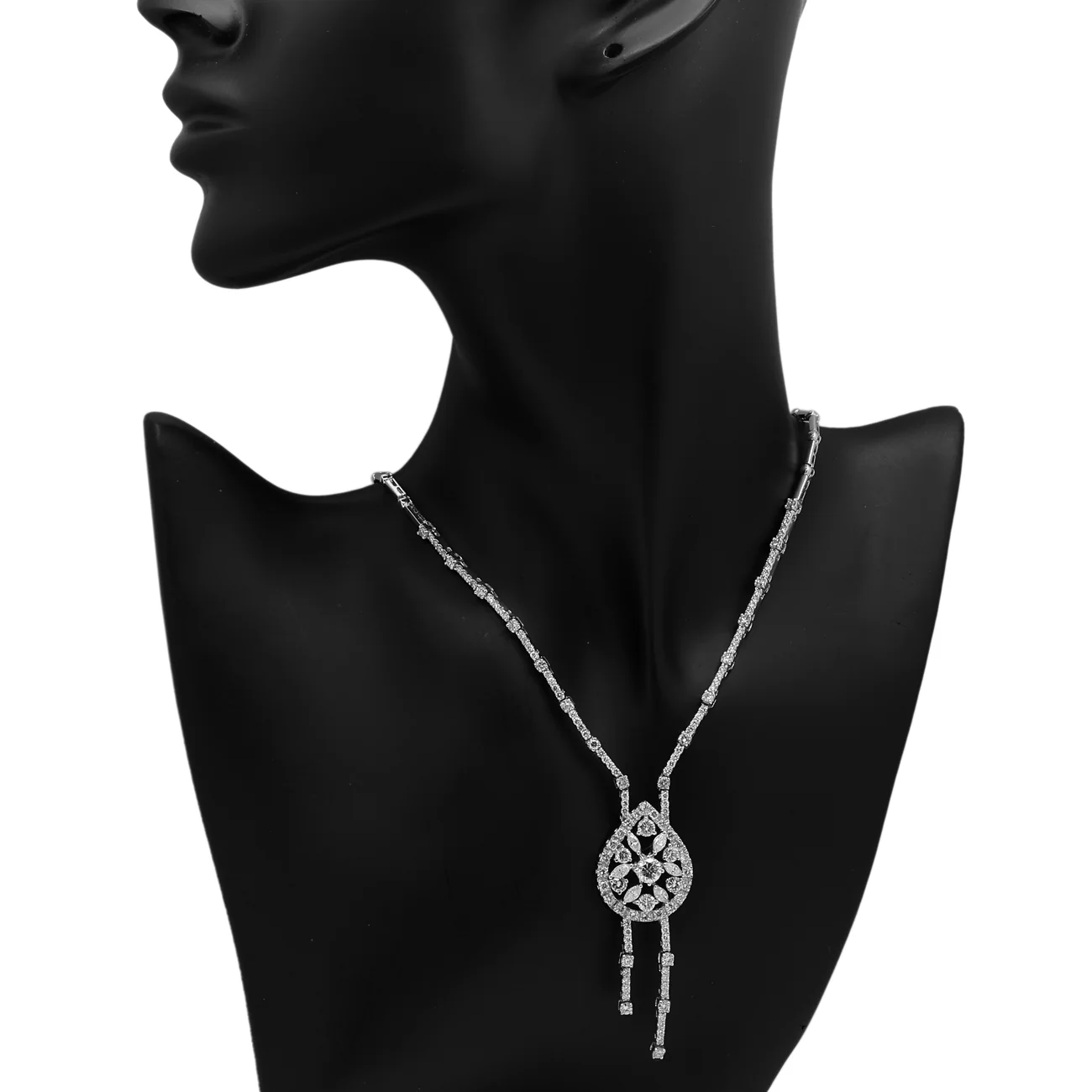 18K White Gold 6.82 Carat Diamond Lariat Necklace - Image 3