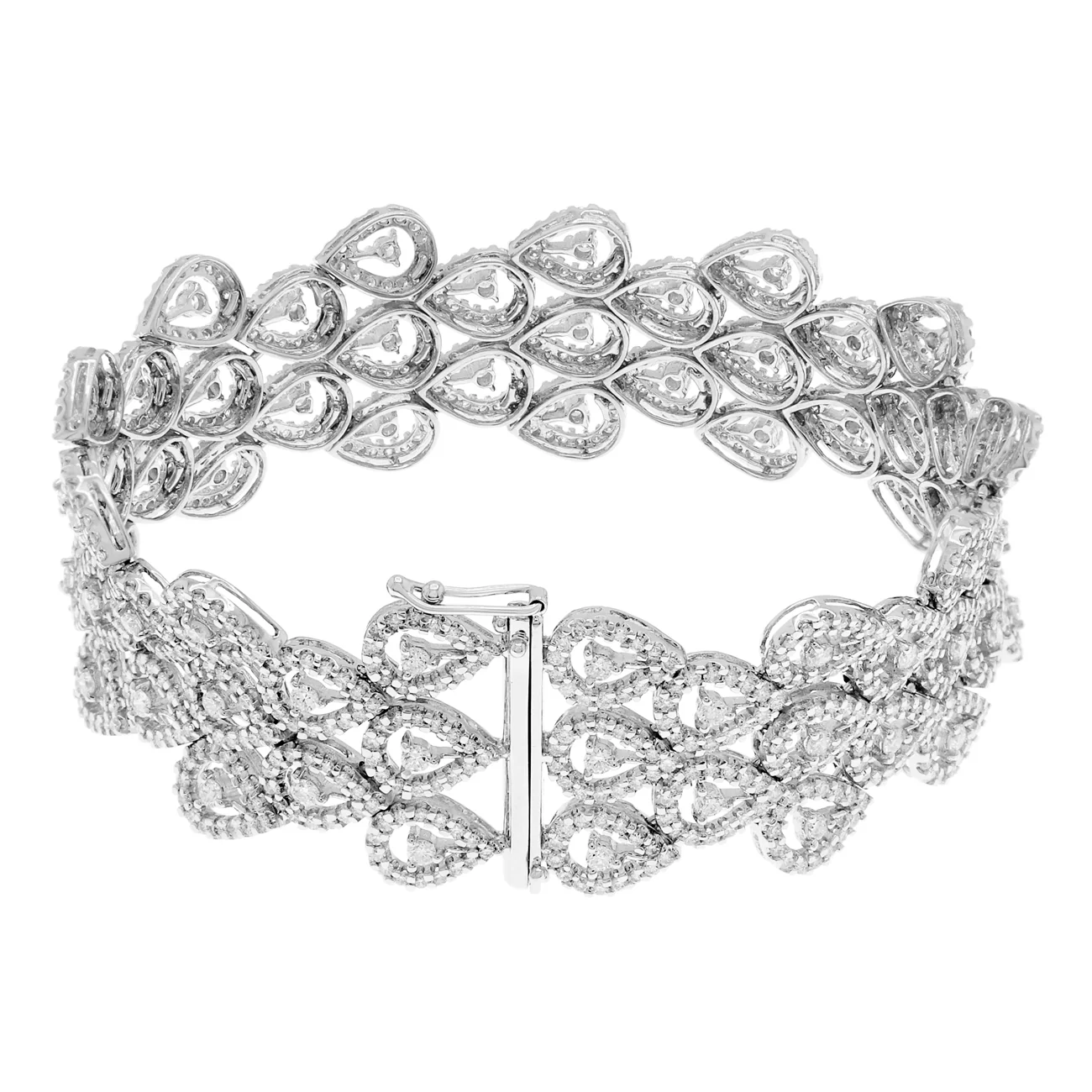 18K White Gold 6.98 Carat Pear Cluster Diamond Bracelet - Image 2