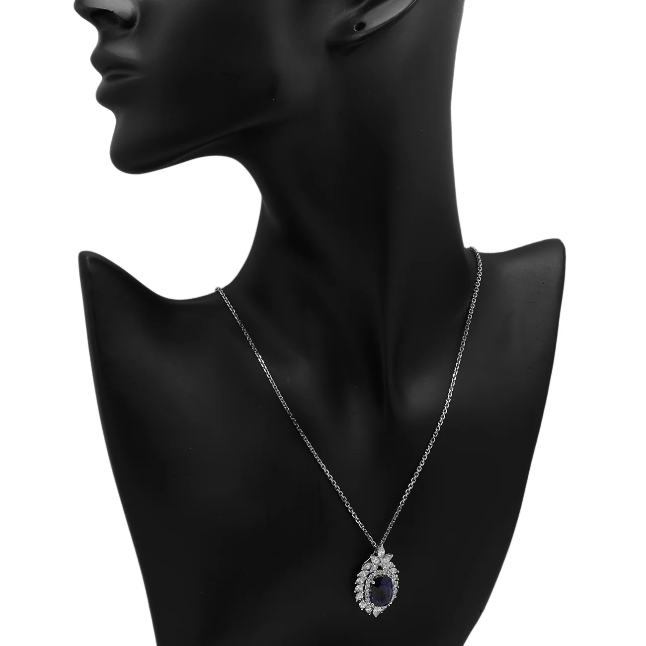 18K White Gold 7.64 Carat Sapphire Pendant - Image 3
