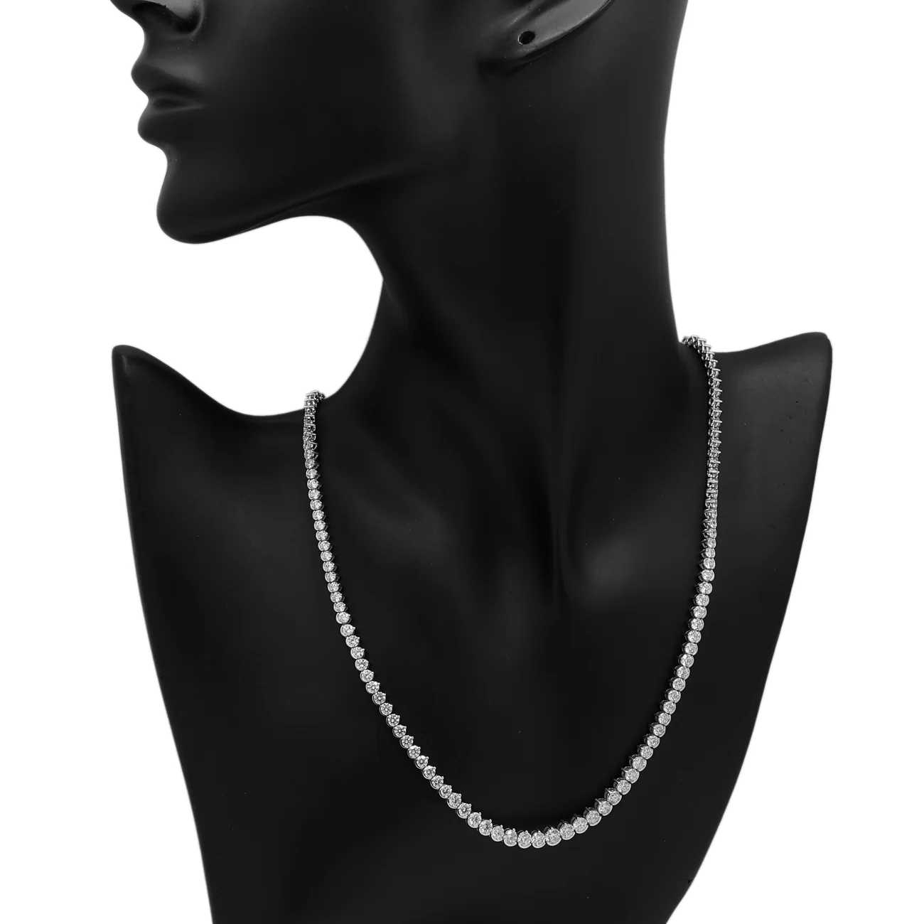 18K White Gold 9.47 Carat Riviere Diamond Necklace - Image 4