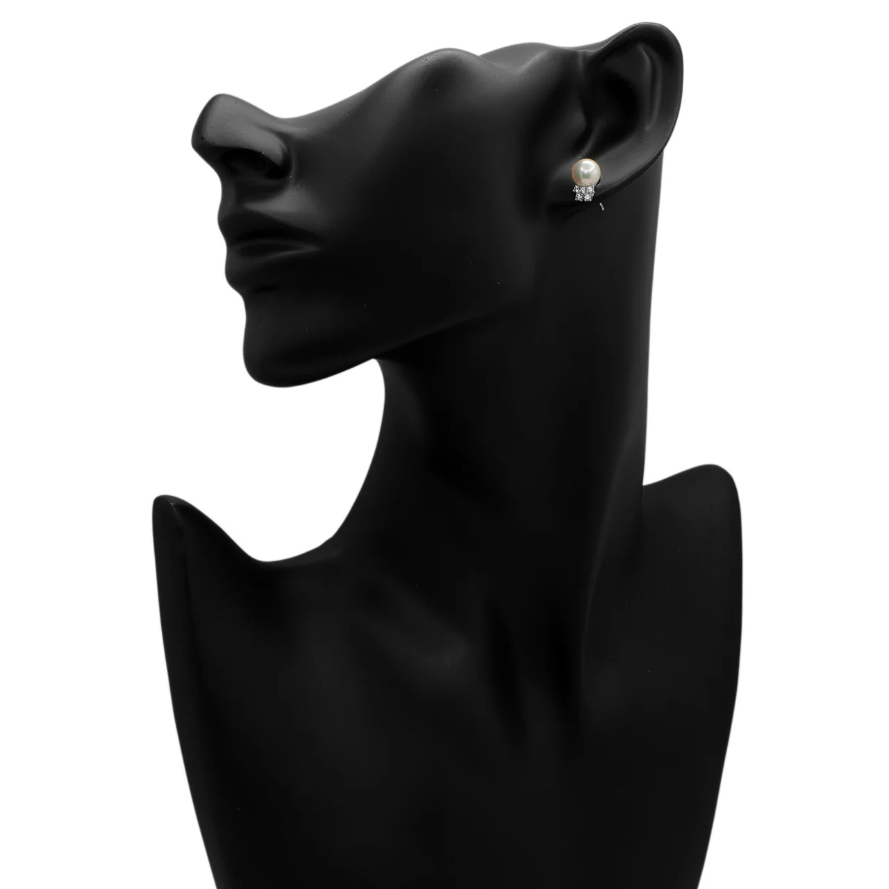 18K White Gold Akoya Pearl Diamond Earrings - Image 2