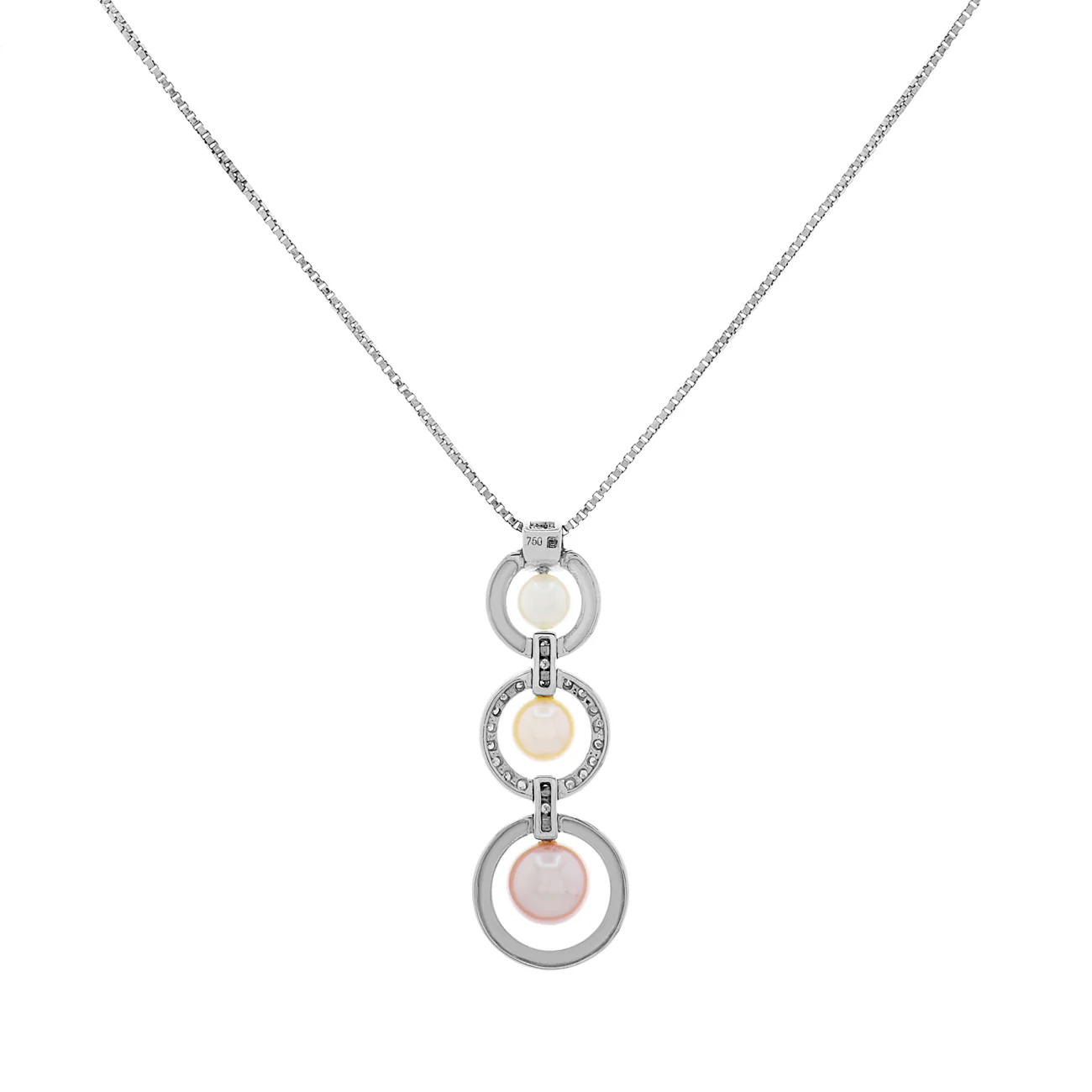 18K White Gold Akoya Pearl Diamond Pendant - Image 2