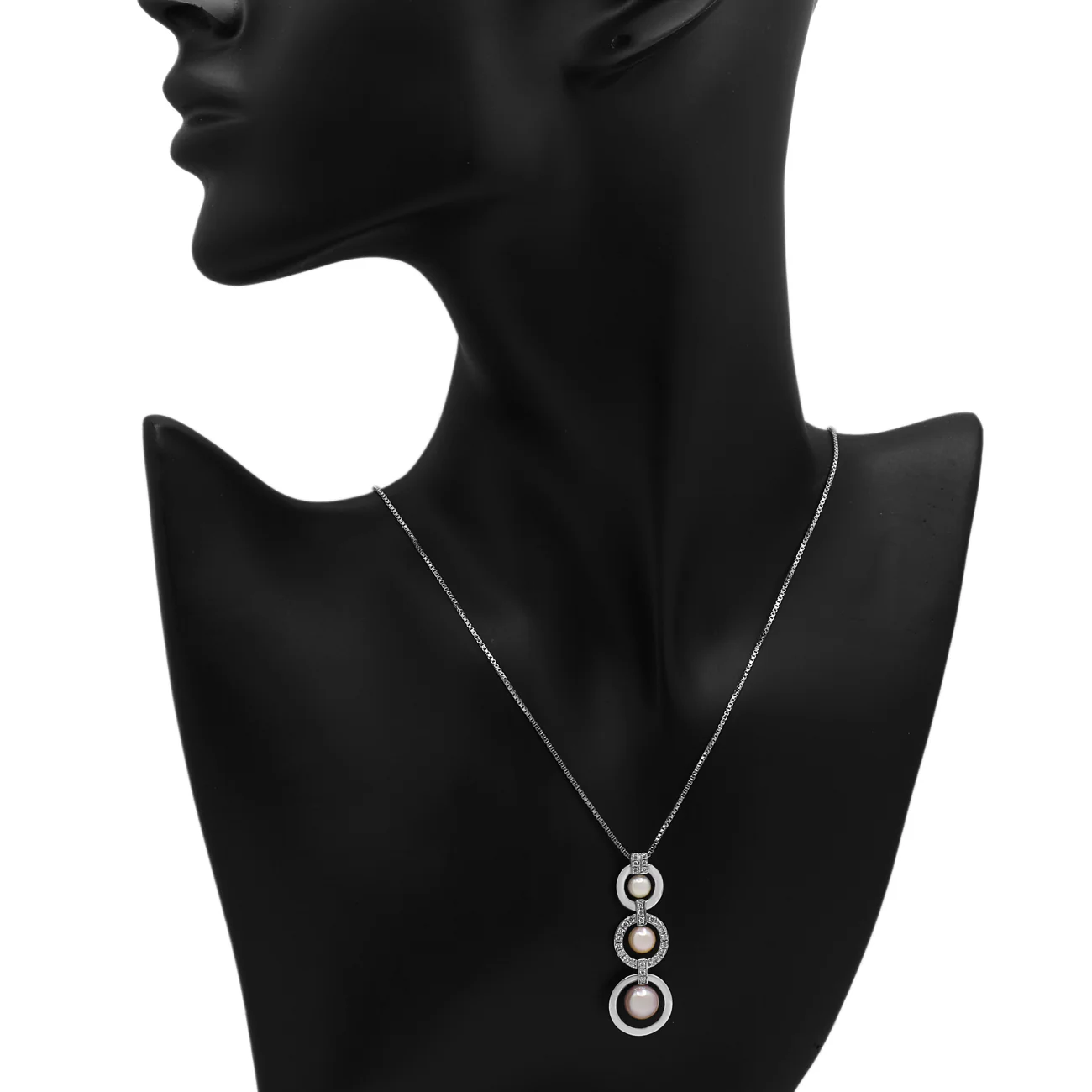 18K White Gold Akoya Pearl Diamond Pendant - Image 3