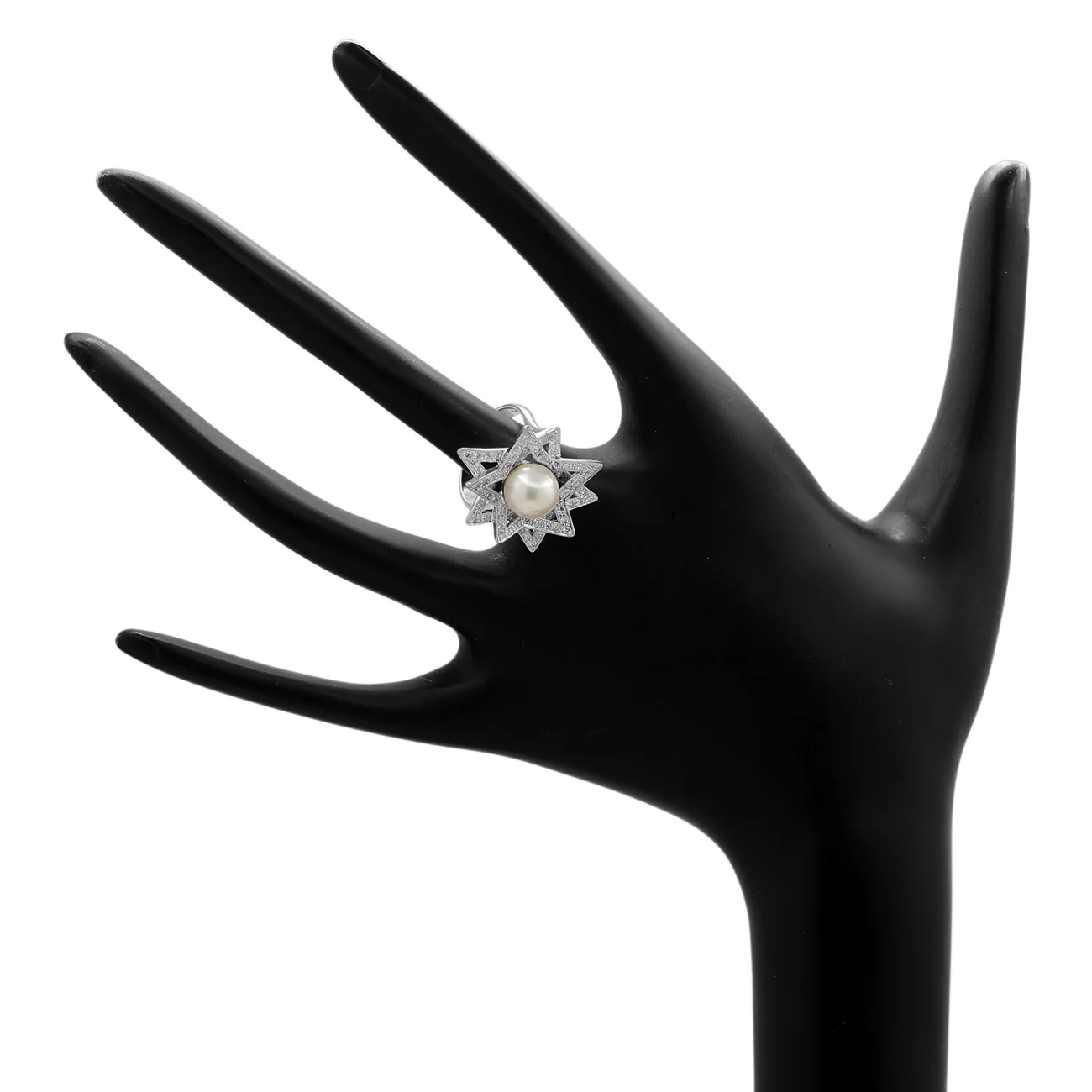 18K White Gold Akoya Pearl Ring - Image 3