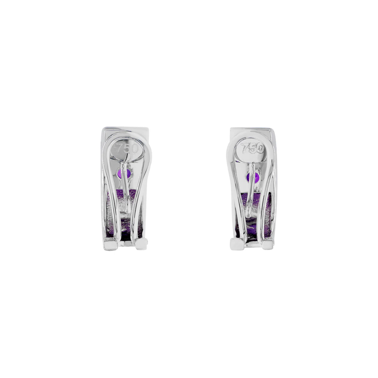 18K White Gold Amethyst Earrings - Image 2
