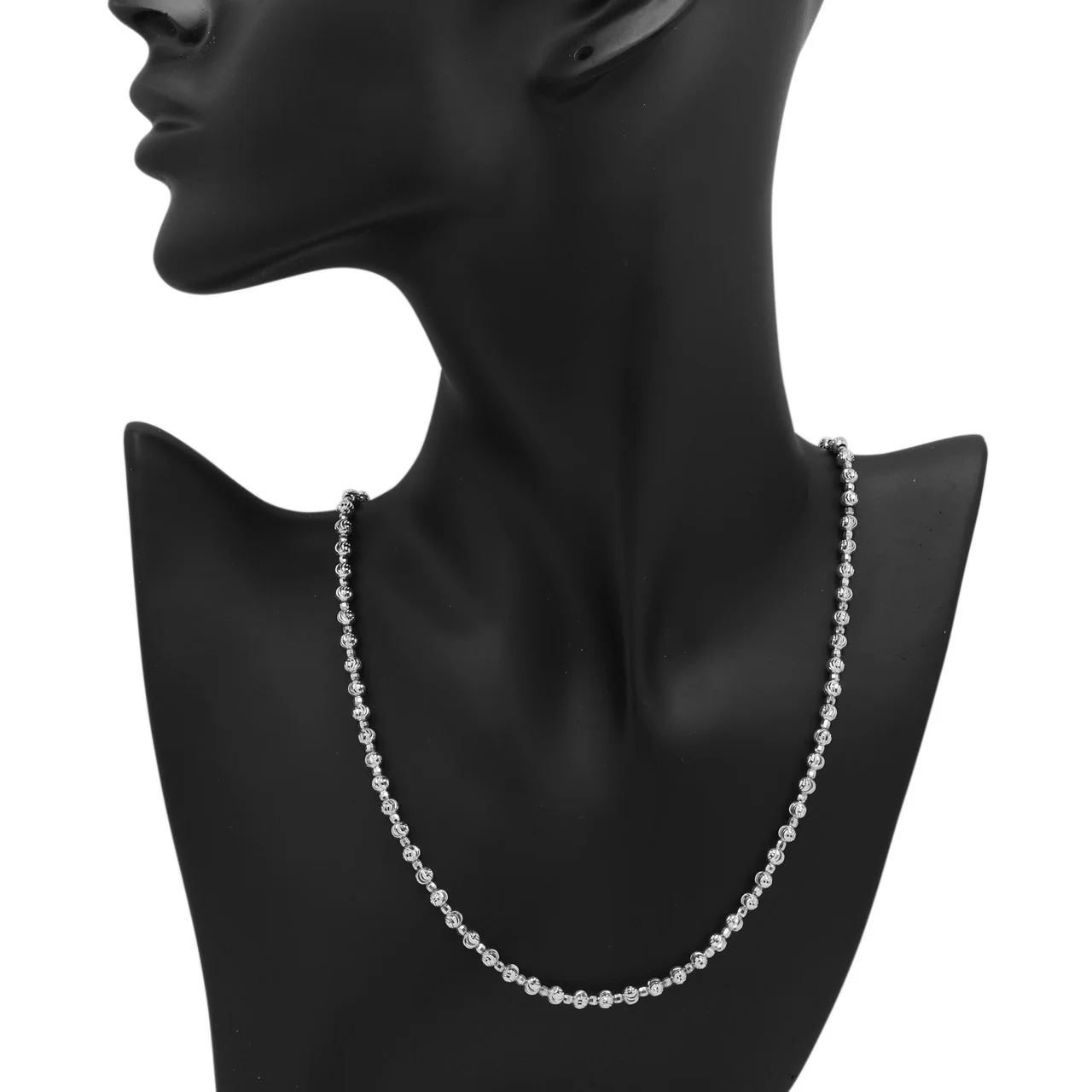 18K White Gold Ball Chain Necklace - Image 3