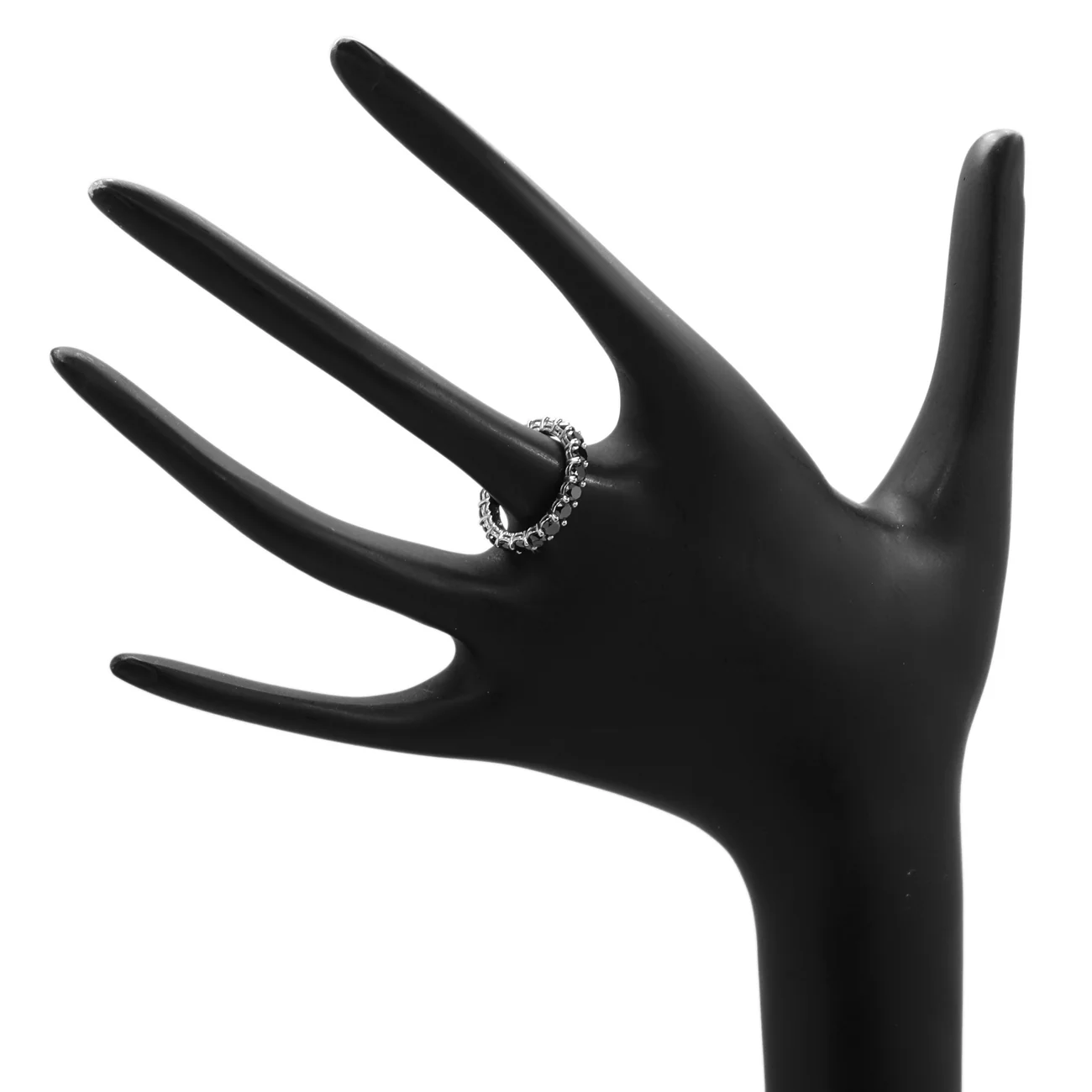 18K White Gold Black Diamond Eternity Band - Image 3