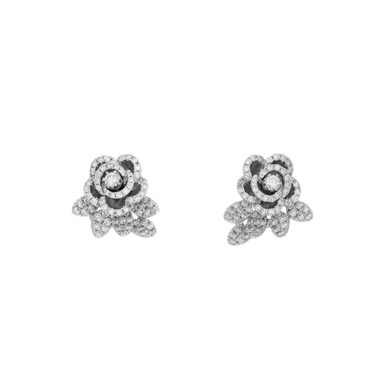 18K White Gold Blossom 1.66 Carat Diamond Earrings