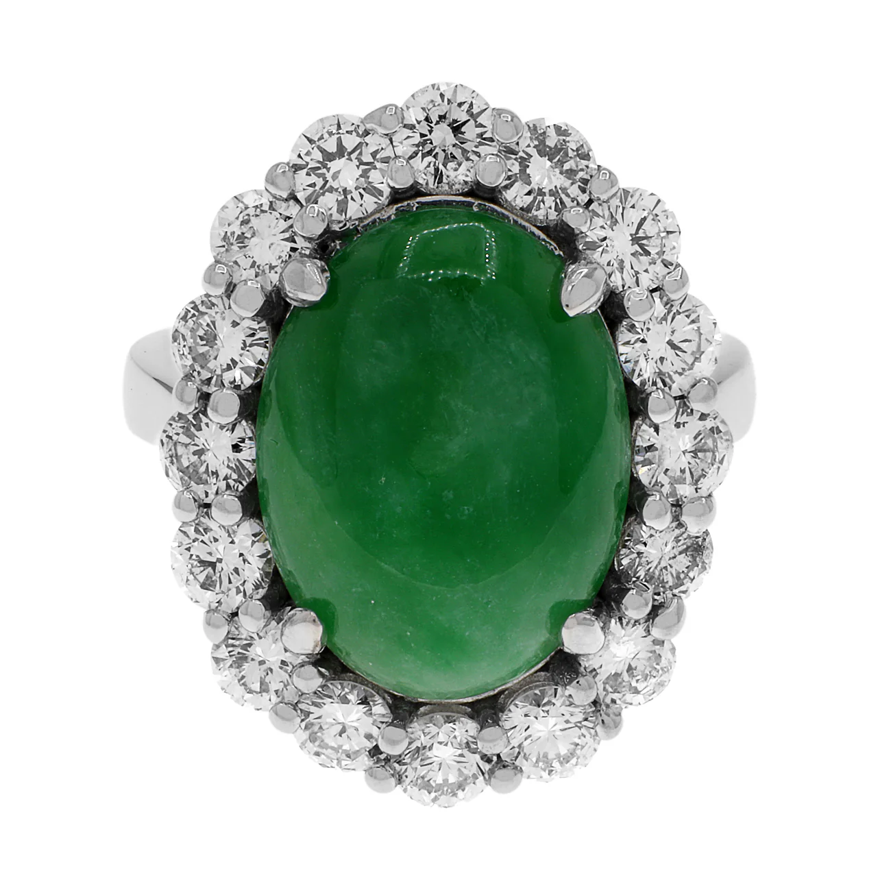 18K White Gold Cabochon Jadeite Ring