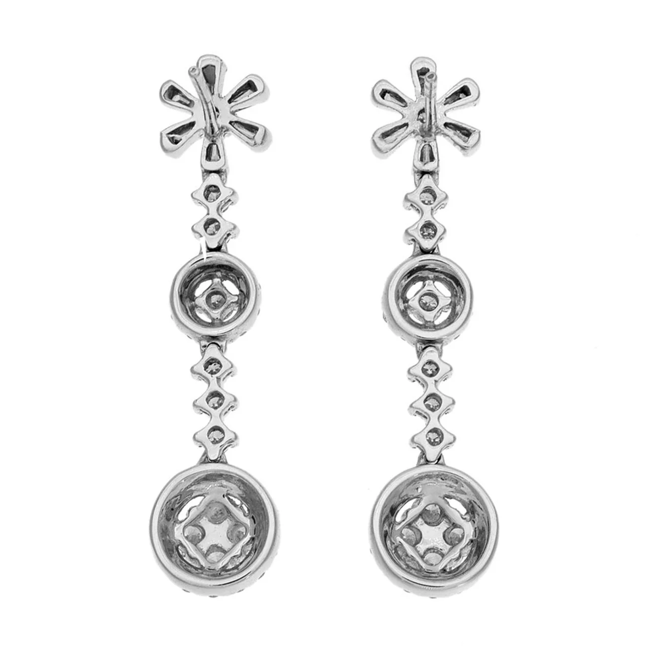 18K White Gold 1.12 Carat Diamond Blossom Ear Pendants - Image 2