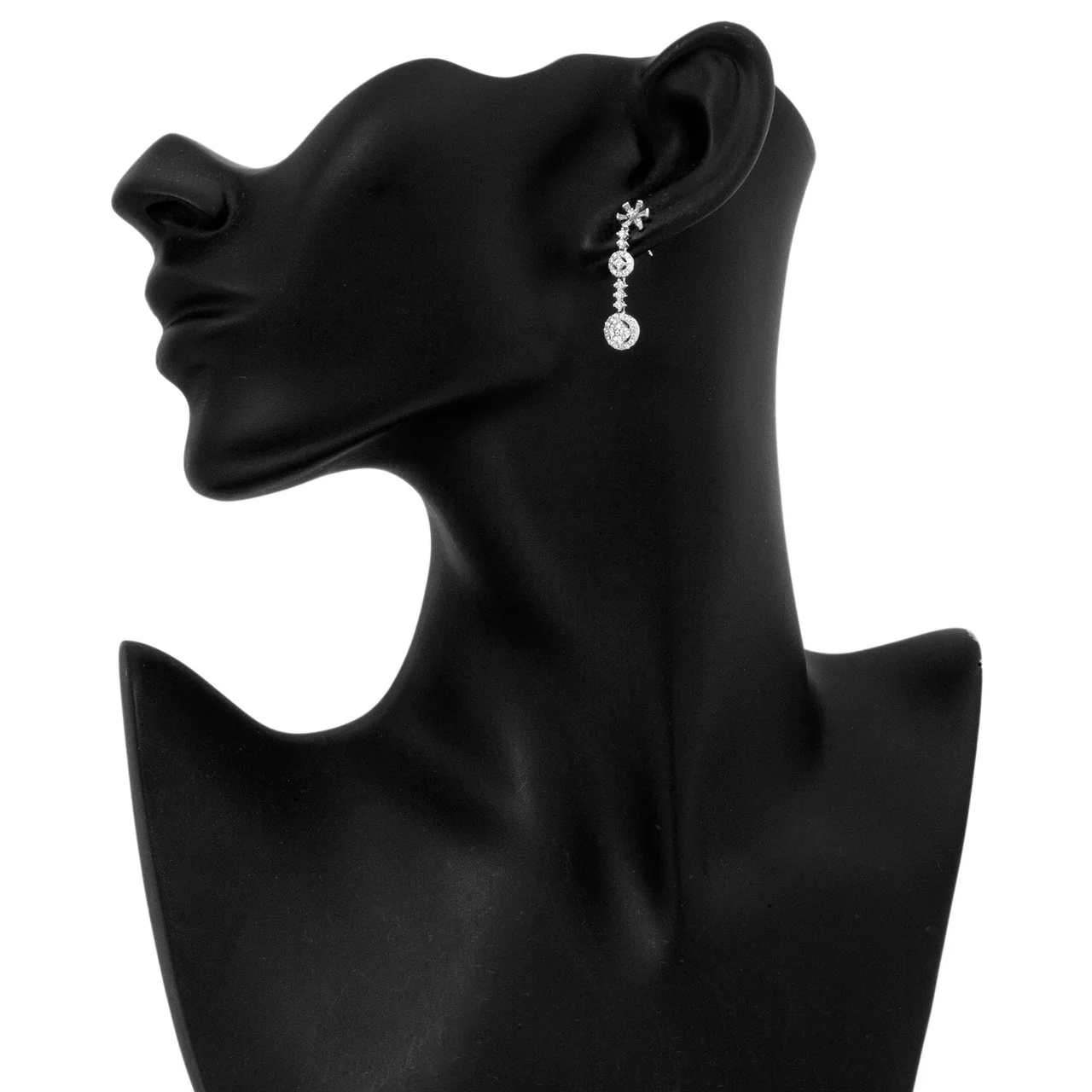 18K White Gold 1.12 Carat Diamond Blossom Ear Pendants - Image 4