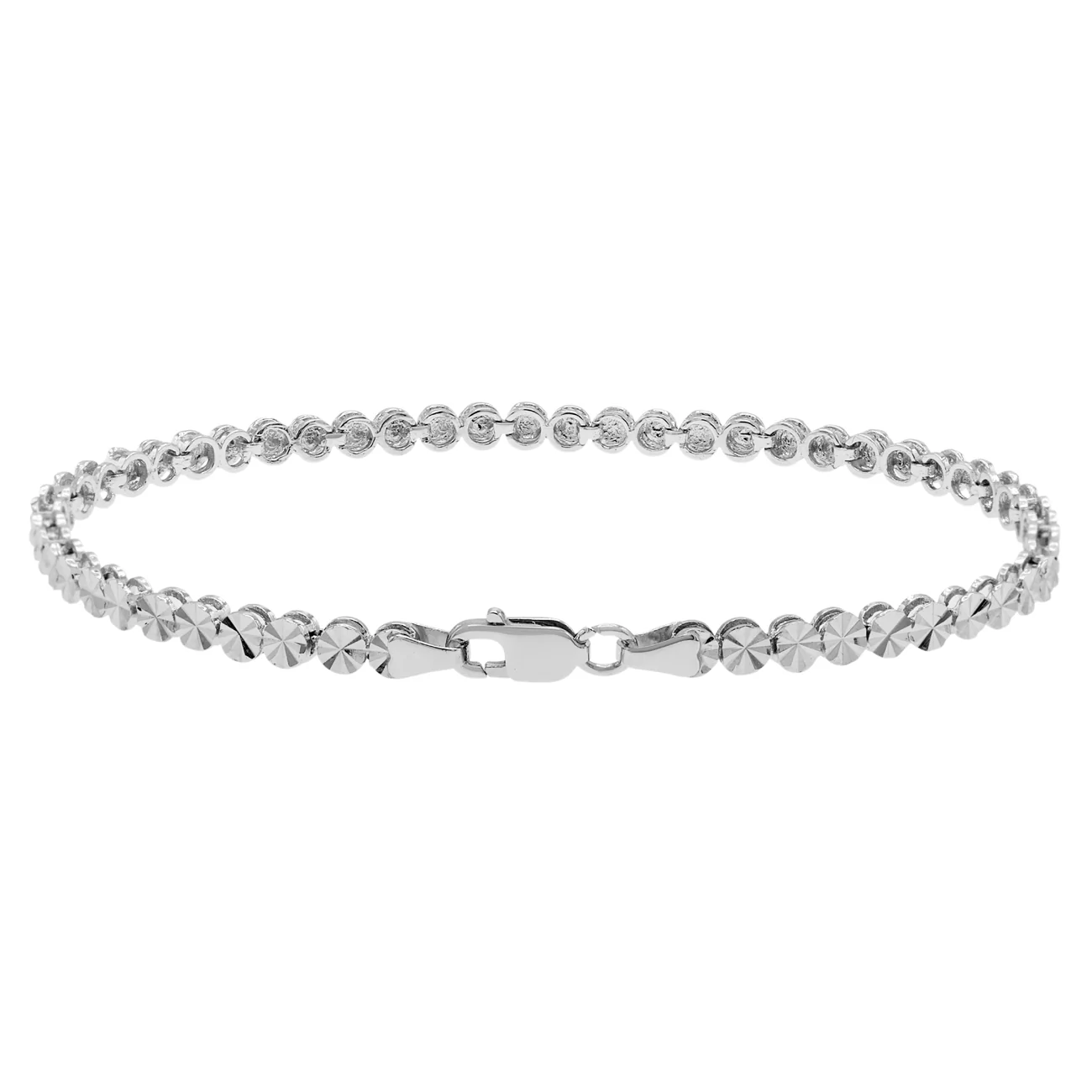 18K White Gold Diamond Cut Bracelet - Image 2