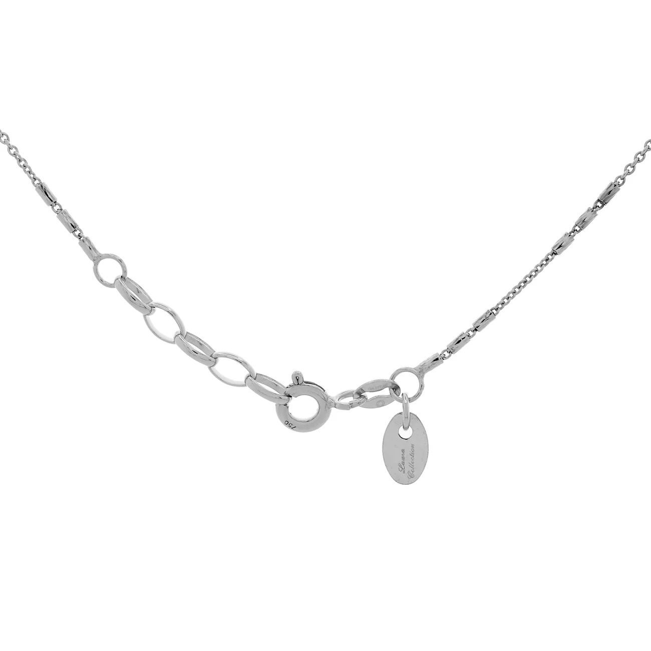 18K White Gold Diamond Cut Lariat Necklace - Image 2