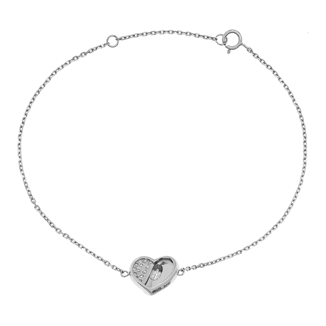 18K White Gold Diamond Heart Bracelet - Image 2