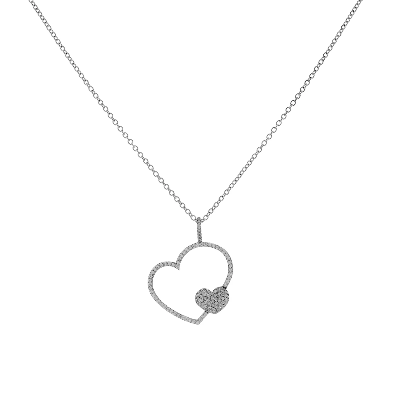 18K White Gold 1.06 Carat Diamond Heart Pendant