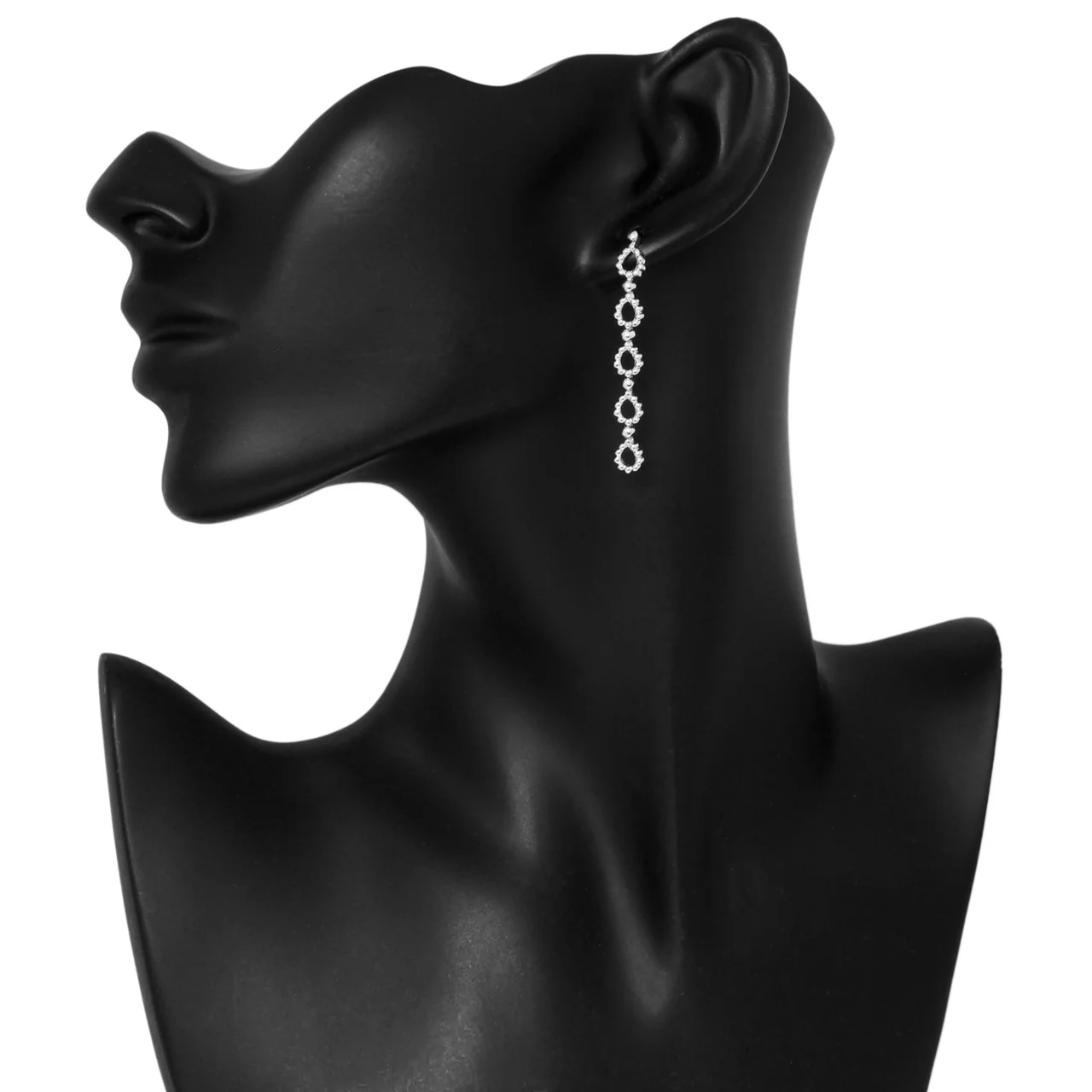 18K White Gold  Drop  Earrings - Image 3