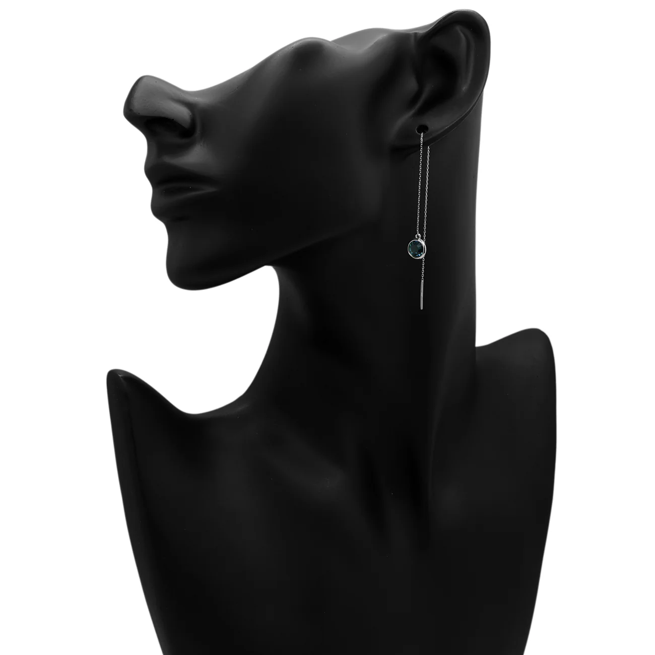 18K White Gold Drop Earrings - Image 3