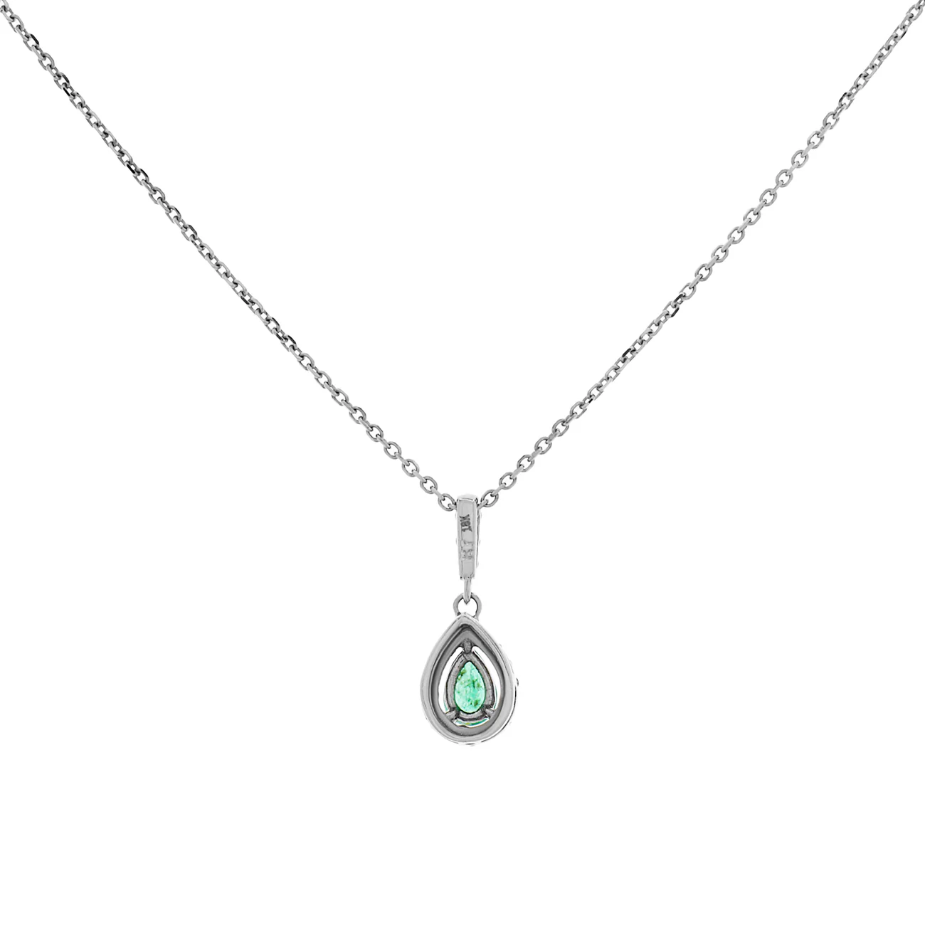 18K White Gold Emerald Pendant - Image 2