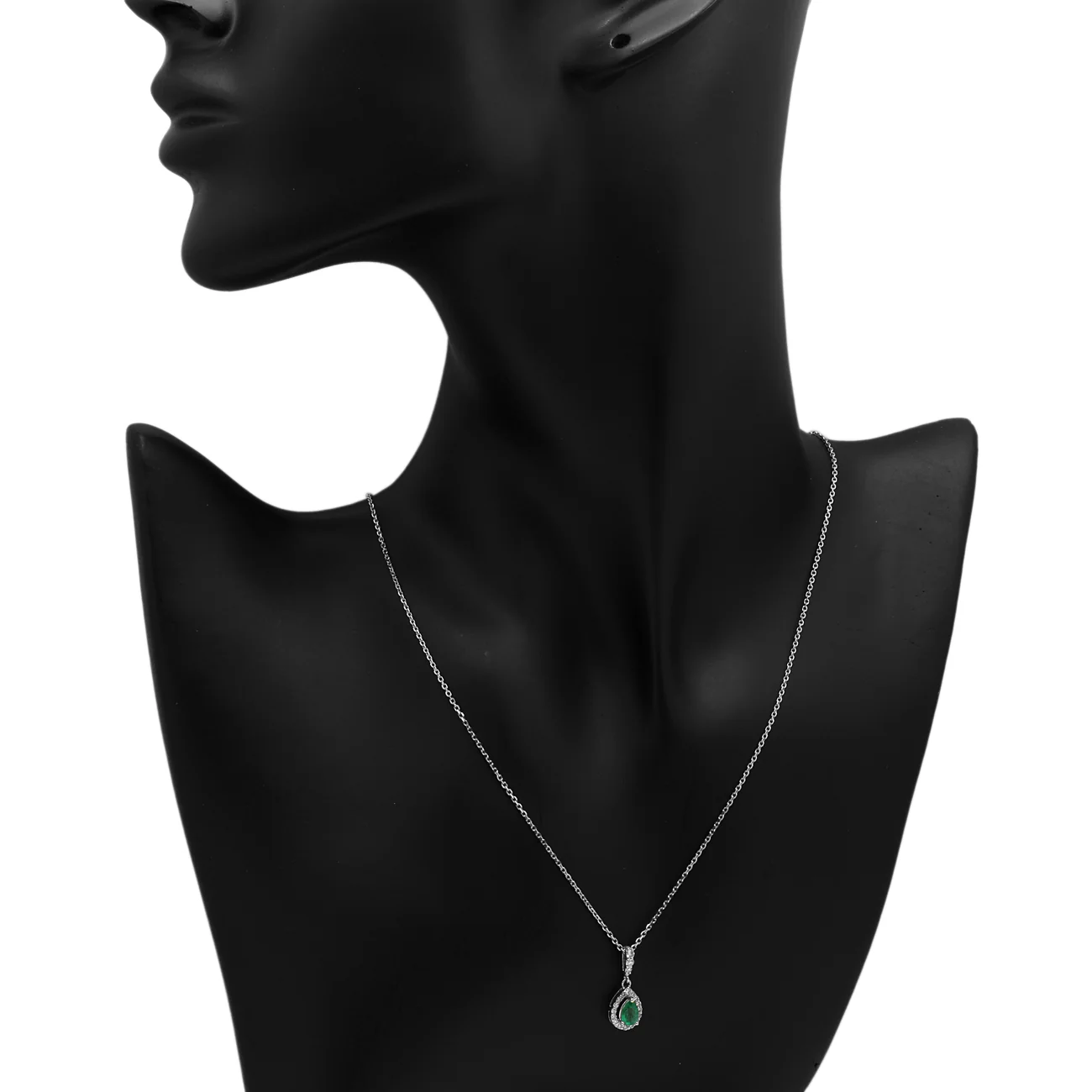 18K White Gold Emerald Pendant - Image 3