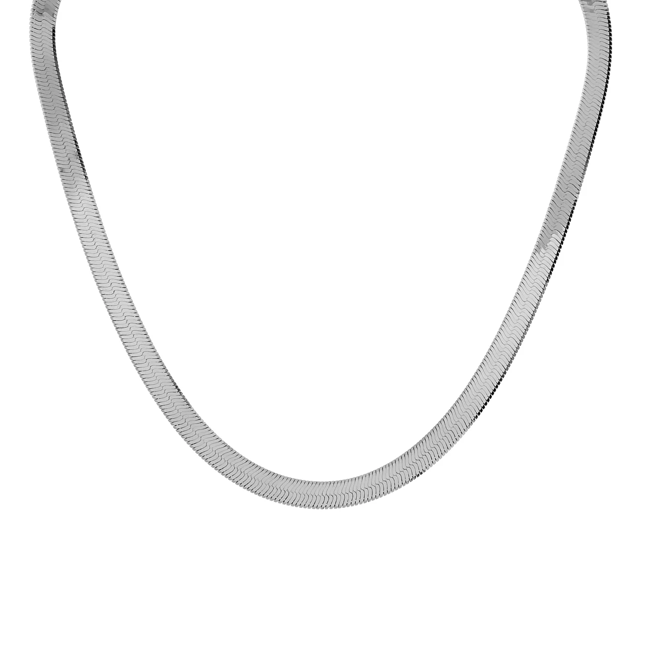 18K Solid White Gold Flat Herringbone Chain