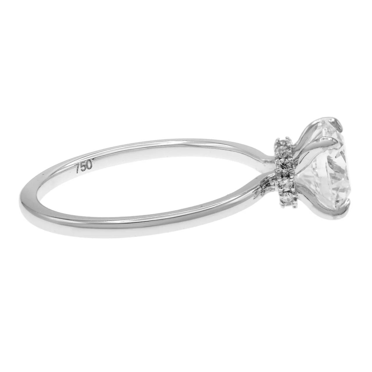 18K White Gold 1.54 Carat Hidden Halo Diamond Solitaire Ring - Image 3