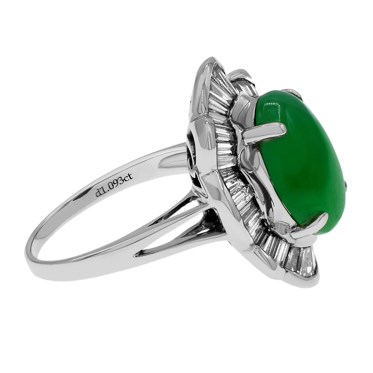 18k White Gold Jadeite & Diamond Ring - Image 2