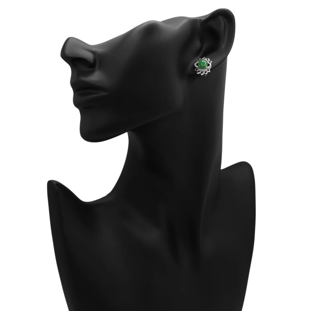 18K White Gold Jadeite Earrings - Image 3