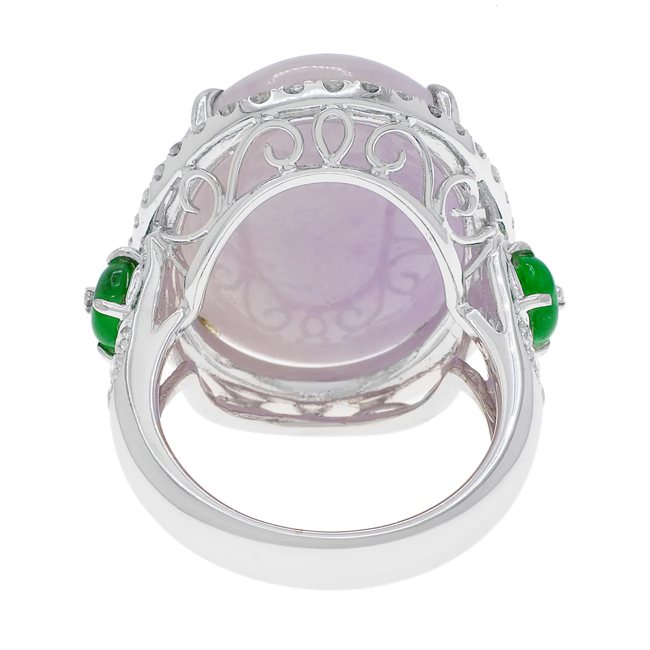 18K White Gold Lavender Jadeite Cabochon Ring - Image 2