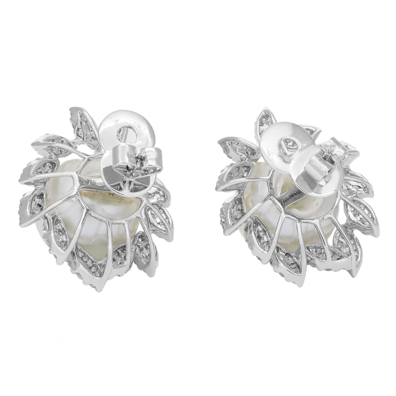 18K White Gold South Sea Pearl 1.98 Carat Diamond Earrings - Image 2